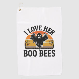 Funny Ghost Bee Pun Vintage Halloween T-Shirt Desi Golf Towel