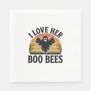Funny Ghost Bee Pun Vintage Halloween T-Shirt Desi Napkin