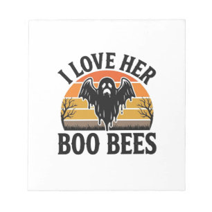 Funny Ghost Bee Pun Vintage Halloween T-Shirt Desi Notepad