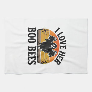 Funny Ghost Bee Pun Vintage Halloween T-Shirt Desi Tea Towel