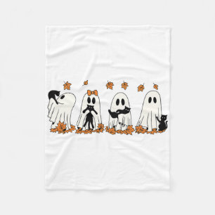 Funny Ghost Black Cat Fall Halloween Thanksgiving Fleece Blanket