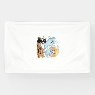 Funny Ghost & Black Cat Lazy Halloween Spooky Seas Banner