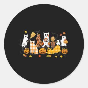 Funny Ghost Black Cat Pumpkin Halloween Costume Classic Round Sticker