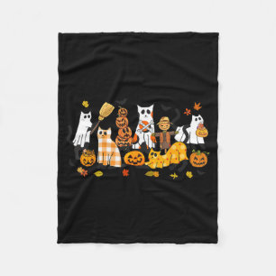 Funny Ghost Black Cat Pumpkin Halloween Costume Fleece Blanket