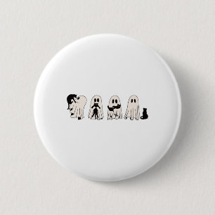 Funny Ghost Black Cat Spooky Season Trick Or Treat 6 Cm Round Badge