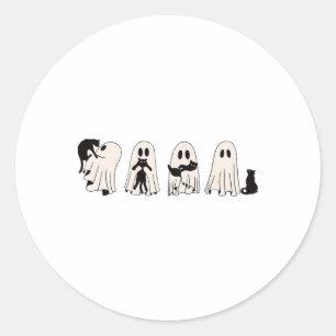 Funny Ghost Black Cat Spooky Season Trick Or Treat Classic Round Sticker