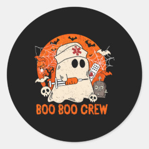Funny Ghost Boo Boo Crew Halloween Nurse Nursing G Classic Round Sticker