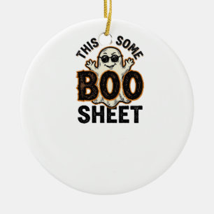 Funny Ghost Boo Sheet Vintage Halloween Shirt Desi Ceramic Ornament