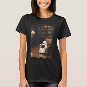 Funny Ghost Book Reading Books Lover Teacher Happy T-Shirt