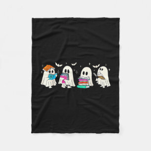 Funny ghost book reading halloween books lover fleece blanket