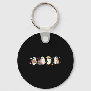 Funny Ghost Book Reading Halloween Books Lover Kid Key Ring