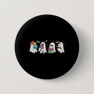 Funny Ghost Book Reading Halloween Books Lover Tea 6 Cm Round Badge