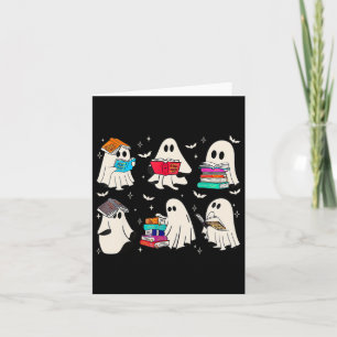 Funny Ghost Book Reading Halloween Books Lover Tea Card