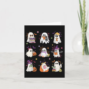 Funny Ghost Book Reading Halloween Books Lover Tea Card