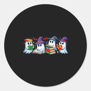 Funny Ghost Book Reading Halloween Books Lover Tea Classic Round Sticker