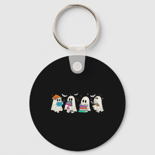 Funny Ghost Book Reading Halloween Books Lover Tea Key Ring