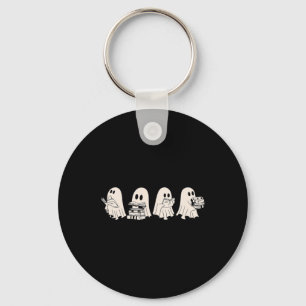 Funny Ghost Book Reading Halloween Books Lover Tea Key Ring