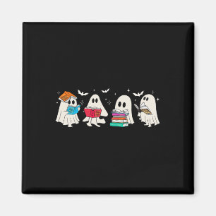 Funny Ghost Book Reading Halloween Books Lover Tea Magnet