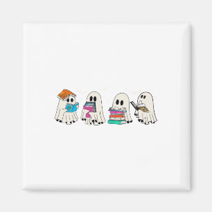 Funny Ghost Book Reading Halloween Books Lover Tea Magnet