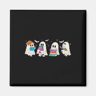 Funny Ghost Book Reading Halloween Books Lover Tea Magnet