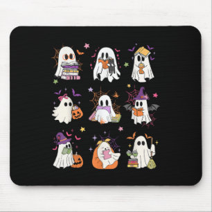 Funny Ghost Book Reading Halloween Books Lover Tea Mouse Pad