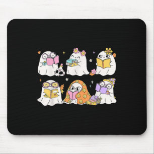 Funny Ghost Book Reading Halloween Books Lover Tea Mouse Pad