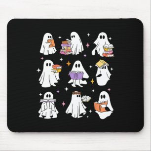 Funny Ghost Book Reading Halloween Books Lover Tea Mouse Pad
