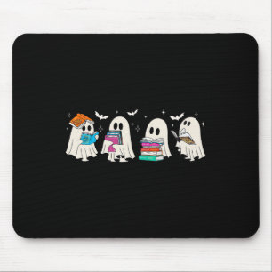 Funny Ghost Book Reading Halloween Books Lover Tea Mouse Pad