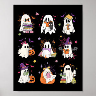 Funny Ghost Book Reading Halloween Books Lover Tea Poster