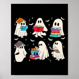 Funny Ghost Book Reading Halloween Books Lover Tea Poster