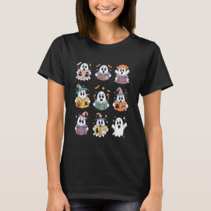 Funny Ghost Book Reading Halloween Books Lover Tea T-Shirt