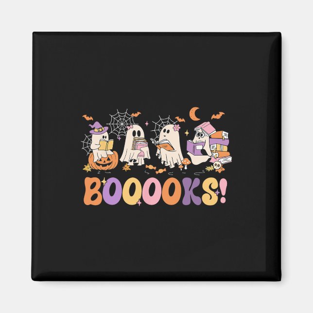Funny Ghost Book Reading Halloween Booooks Lover T Magnet (Front)