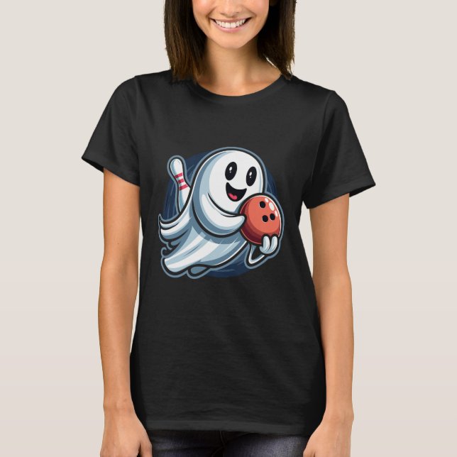 Funny Ghost Bowling Crew  T-Shirt (Front)