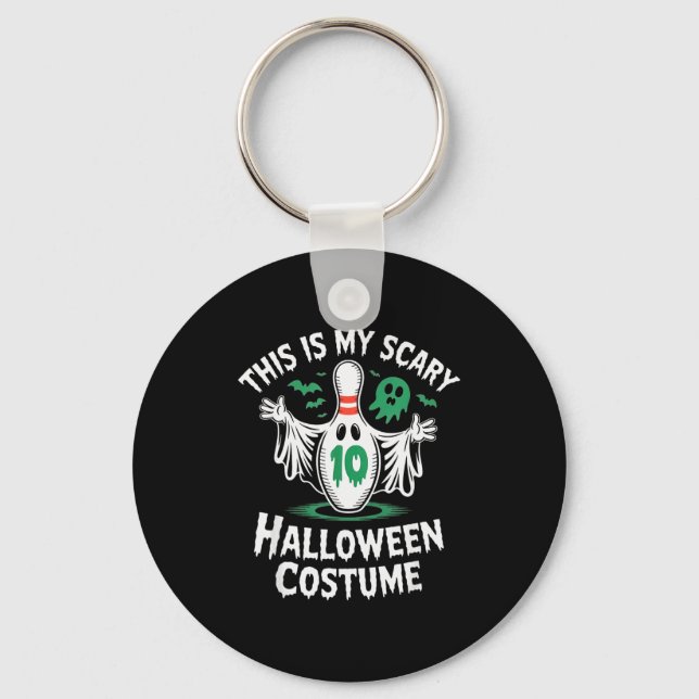 Funny Ghost Bowling League Team Halloween Humour T Key Ring (Front)