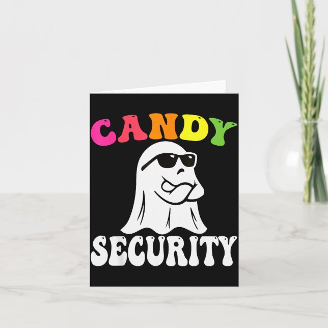Funny Ghost Candy Security Halloween Costume Hallo Card (Front)