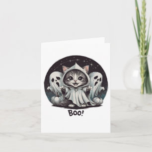 Funny Ghost Cat Boo Halloween Animal Ghost Kitty Card