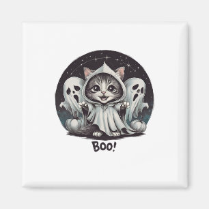 Funny Ghost Cat Boo Halloween Animal Ghost Kitty Magnet