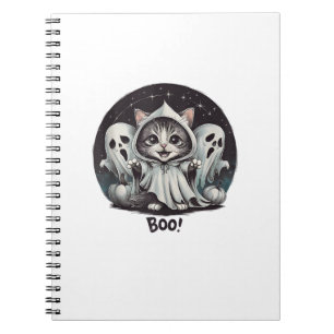 Funny Ghost Cat Boo Halloween Animal Ghost Kitty T Notebook