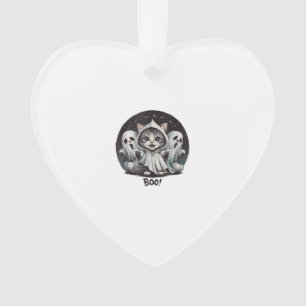 Funny Ghost Cat Boo Halloween Animal Ghost Kitty T Ornament