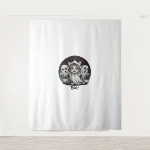 Funny Ghost Cat Boo Halloween Animal Ghost Kitty T Tapestry
