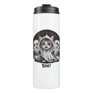 Funny Ghost Cat Boo Halloween Animal Ghost Kitty T Thermal Tumbler