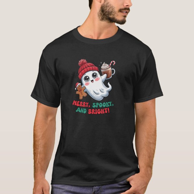 Funny Ghost Christmas Xmas Ginger Merry Spooky Bri T-Shirt (Front)
