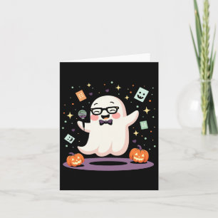 Funny Ghost Comedian Microphone Spooky Halloween C Card