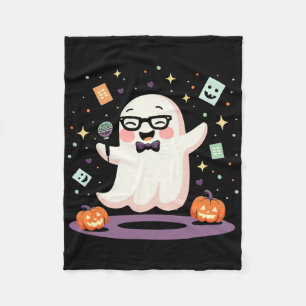 Funny Ghost Comedian Microphone Spooky Halloween C Fleece Blanket