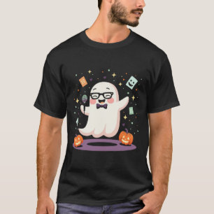 Funny Ghost Comedian Microphone Spooky Halloween C T-Shirt