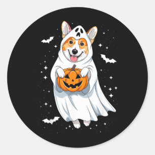 Funny Ghost Corgi Lovers Spooky Halloween Costume Classic Round Sticker