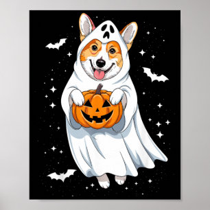 Funny Ghost Corgi Lovers Spooky Halloween Costume Poster
