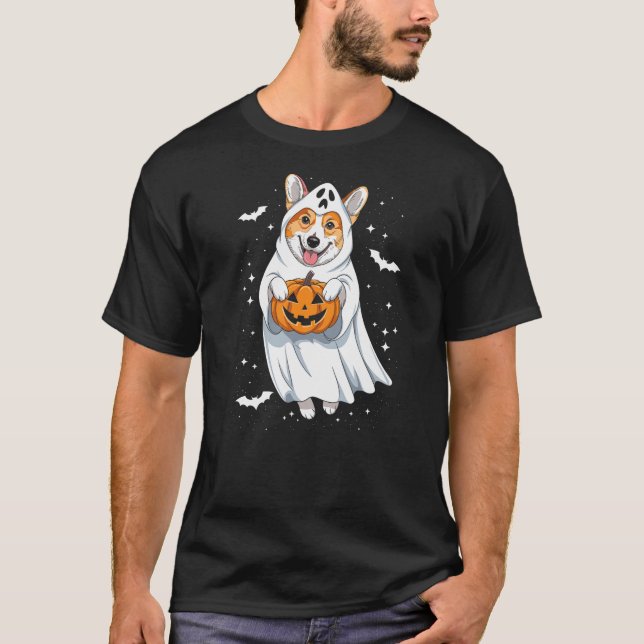 Funny Ghost Corgi Lovers Spooky Halloween Costume  T-Shirt (Front)