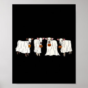 Funny Ghost Cows Halloween Animals Cow Lover Spook Poster