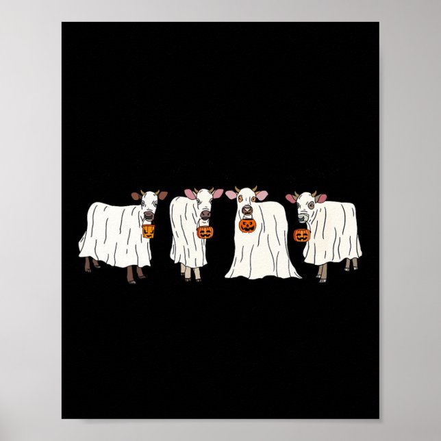 Funny Ghost Cows Halloween Animals Cow Lover Spook Poster (Front)